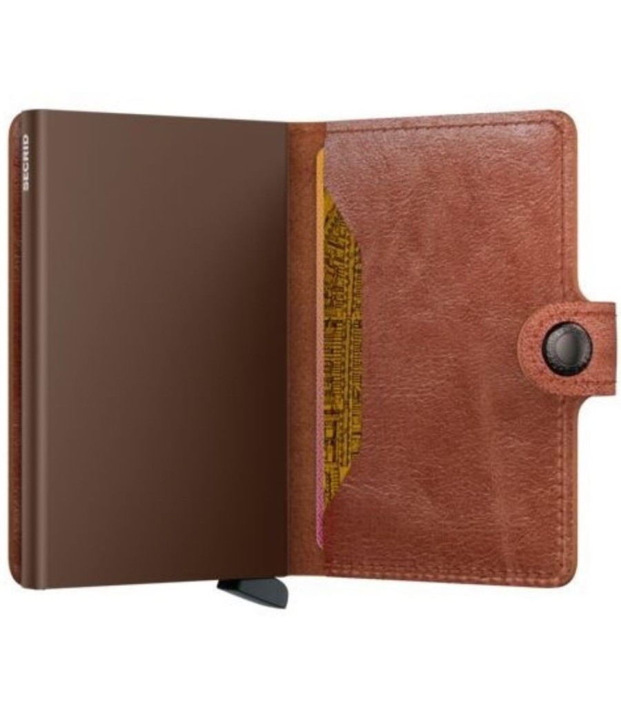 Secrid Miniwallet Vintage Cognac-Brown με προστασία RFID και δερμάτινη επένδυση