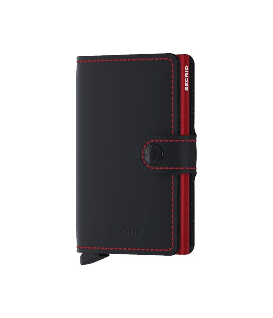 Secrid Miniwallet Matte Black & Red – Open with Cards and Cash