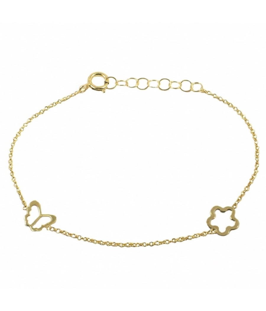 Children’s 9K gold bracelet with butterfly and star for baptism