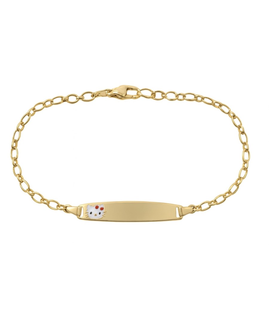 9K gold children’s ID bracelet with Hello Kitty enamel