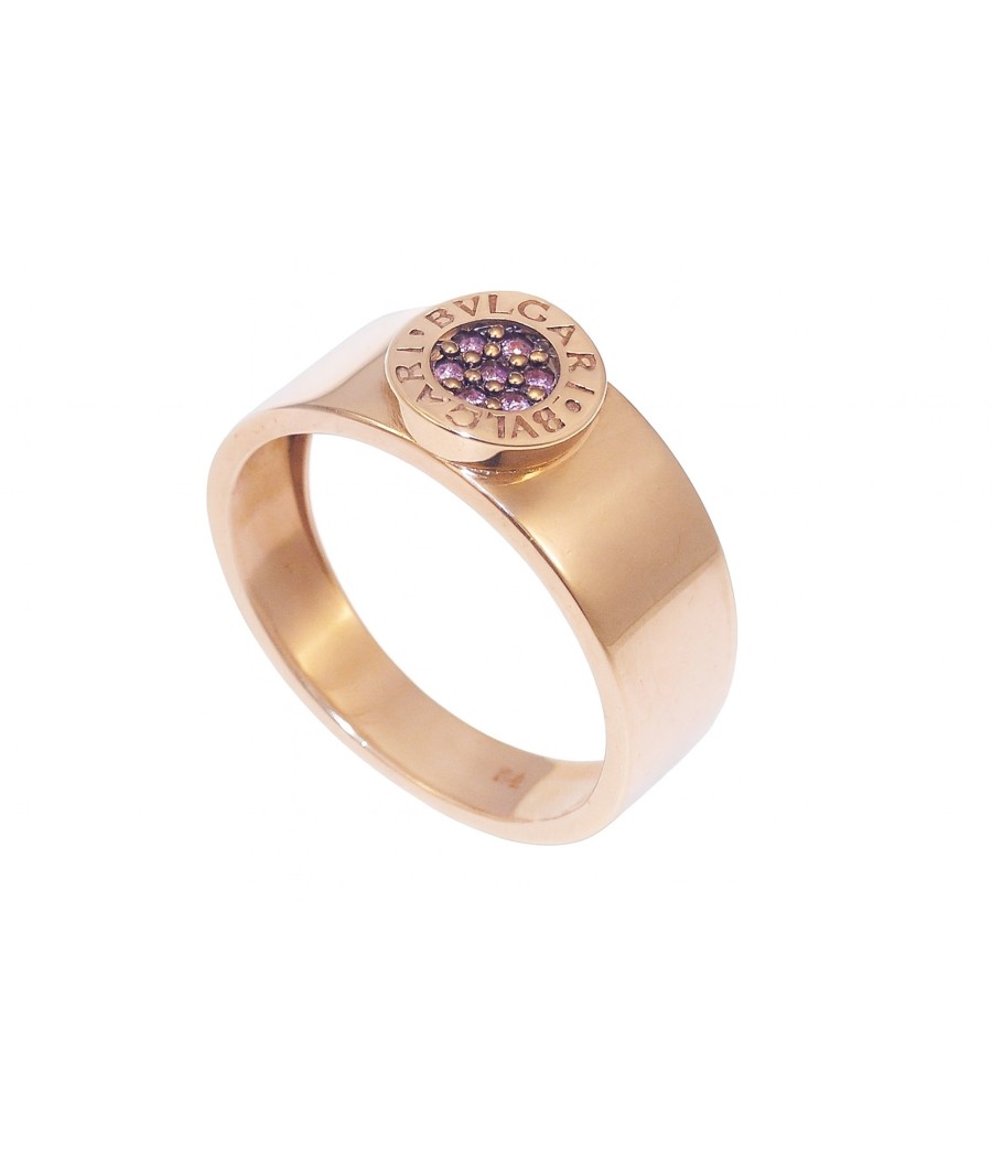 9K rose gold ring with amethyst zirconia stones