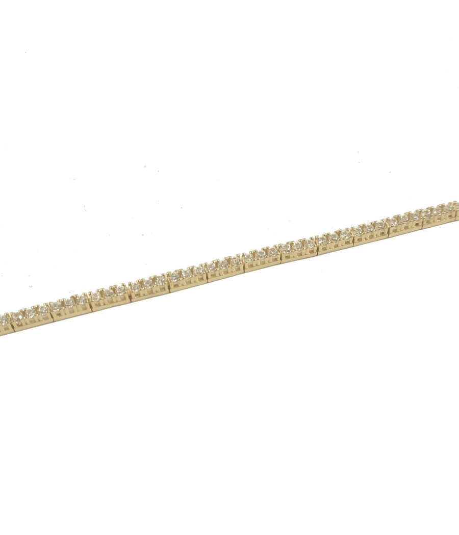 14K gold tennis bracelet with white zircon stones