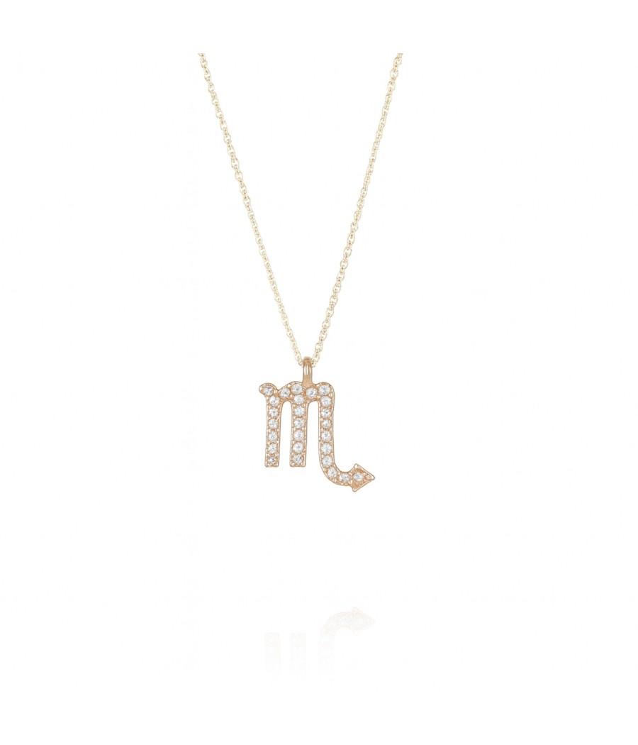 Scorpio Zodiac Necklace 9K Gold with White Zirconia – 40cm
