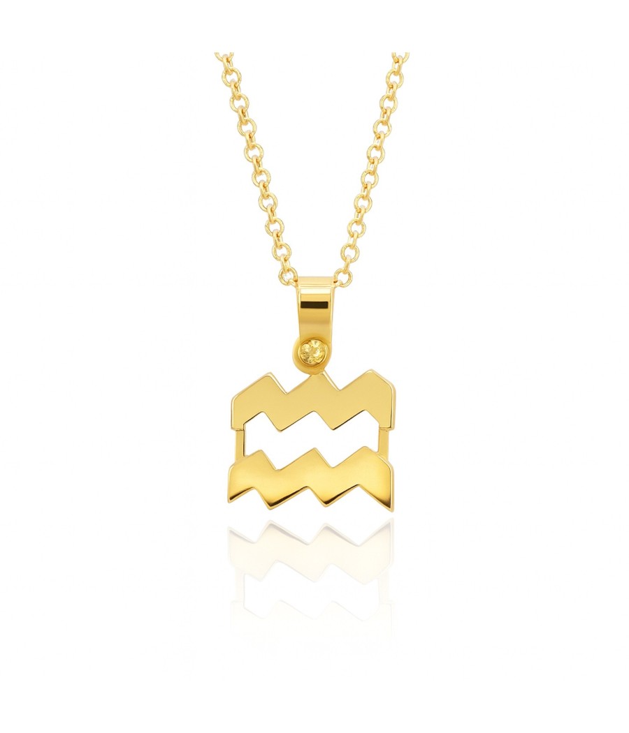 Aquarius zodiac necklace in 9K gold with 46cm chain  1251375