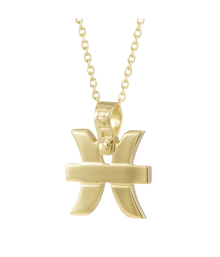 Pisces Zodiac Necklace 14K Gold – 45cm Chain