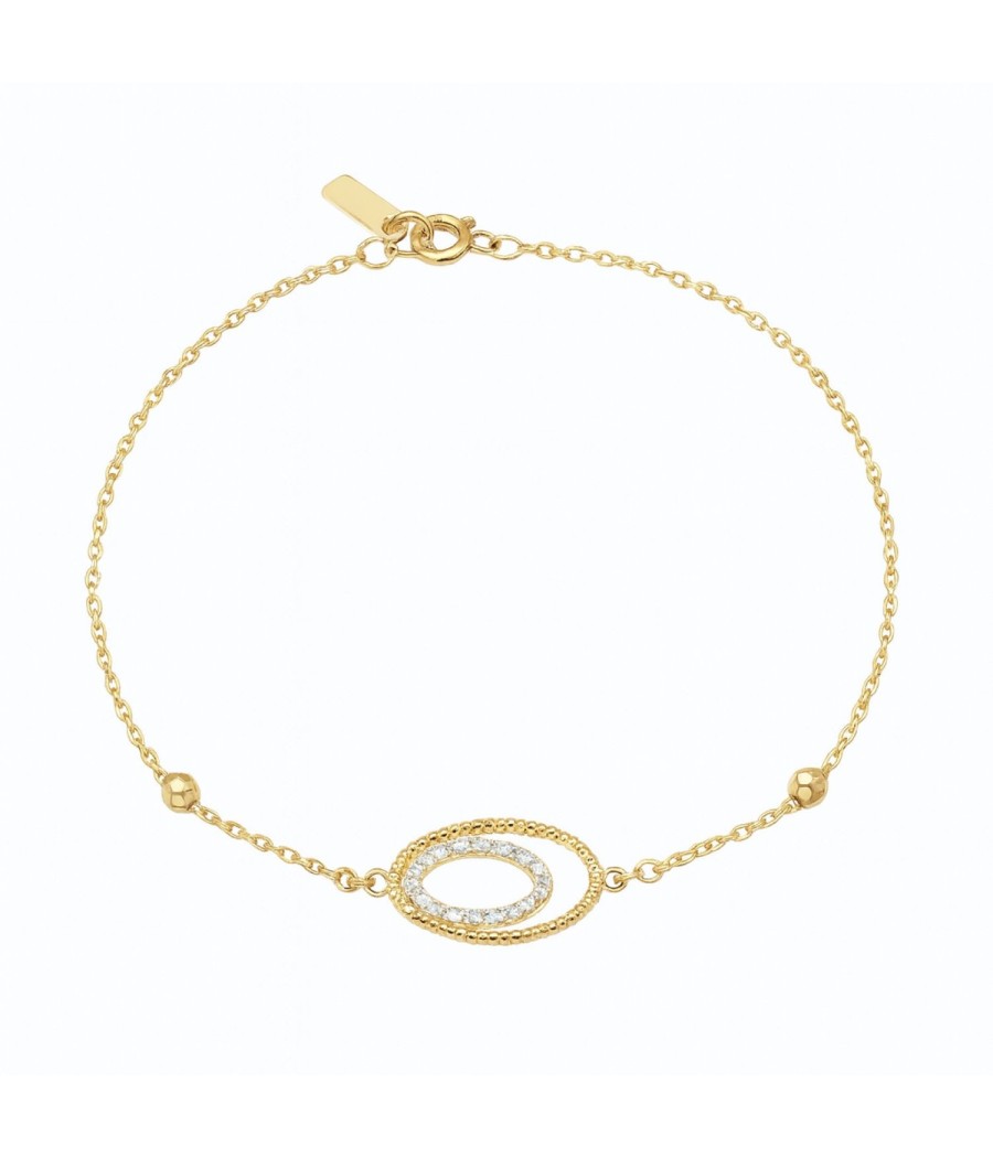 K14 gold bracelet with oval white zircon design