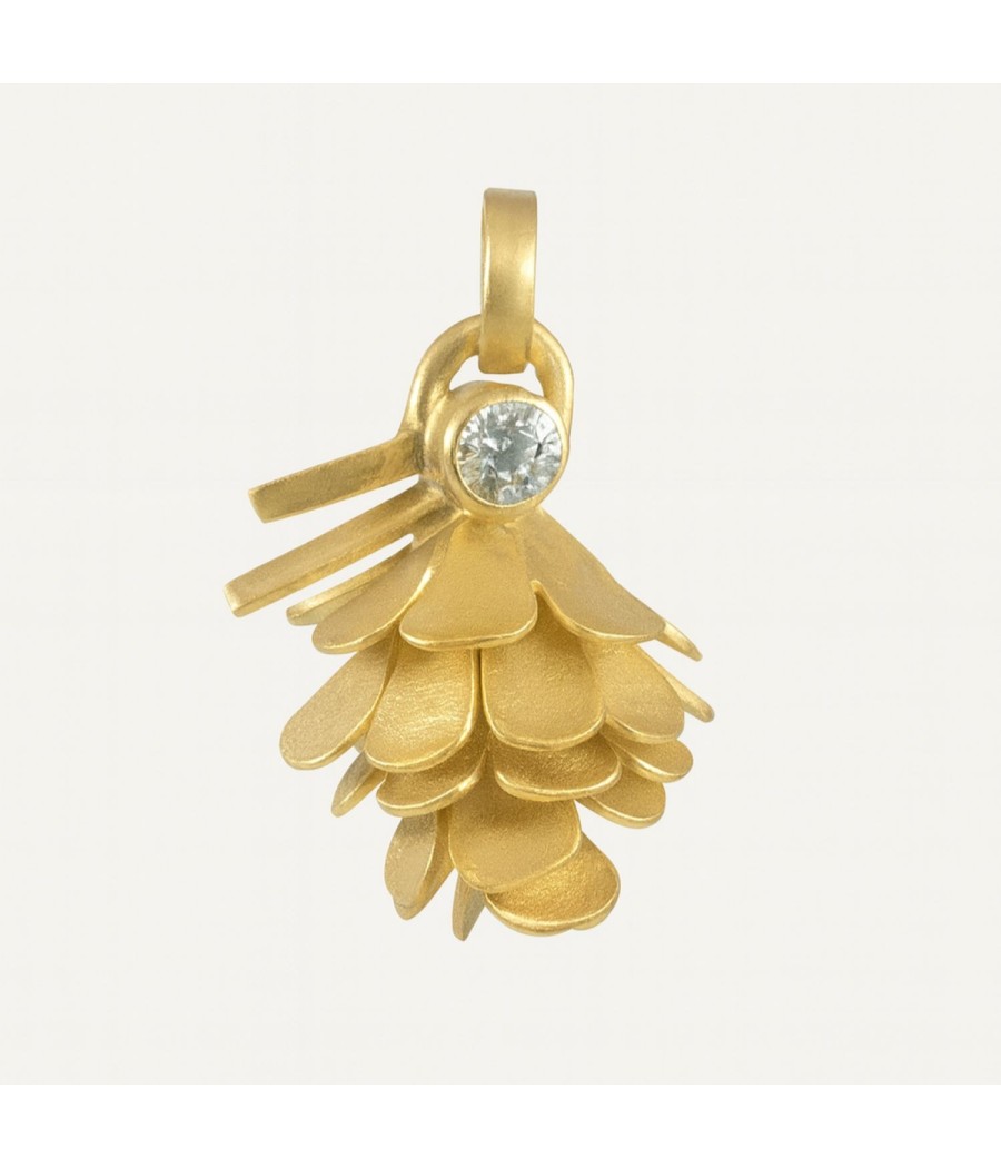 2026 Pine Cone Good Luck Charm in Gold-Plated Silver