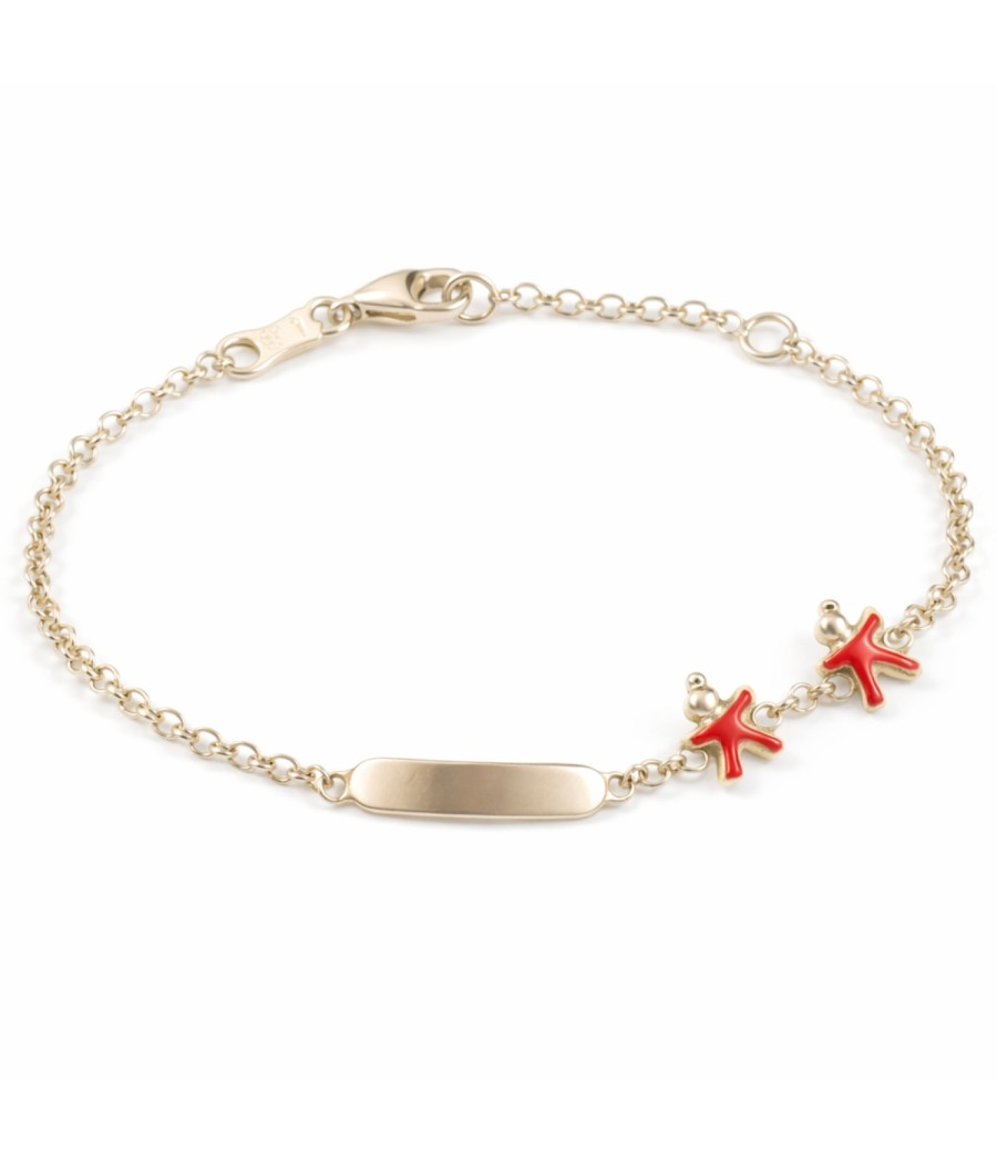 Children’s gold plated silver ID bracelet with enamel 14 cm