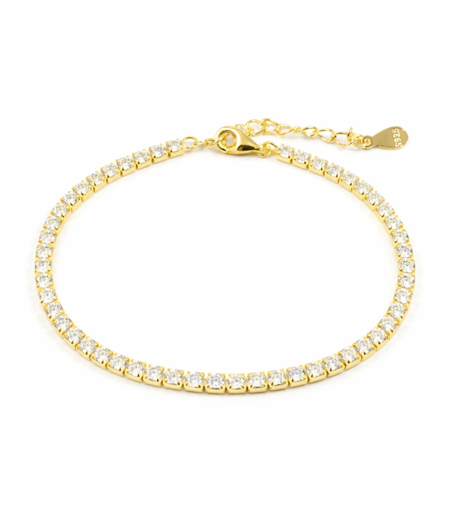 Gold Plated 925 Silver Tennis Bracelet White Zirconia