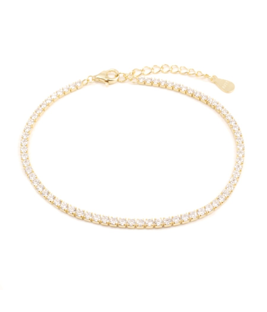 Tennis Bracelet Sterling Silver 925 Gold Plated with White Zirconia 15+4cm
