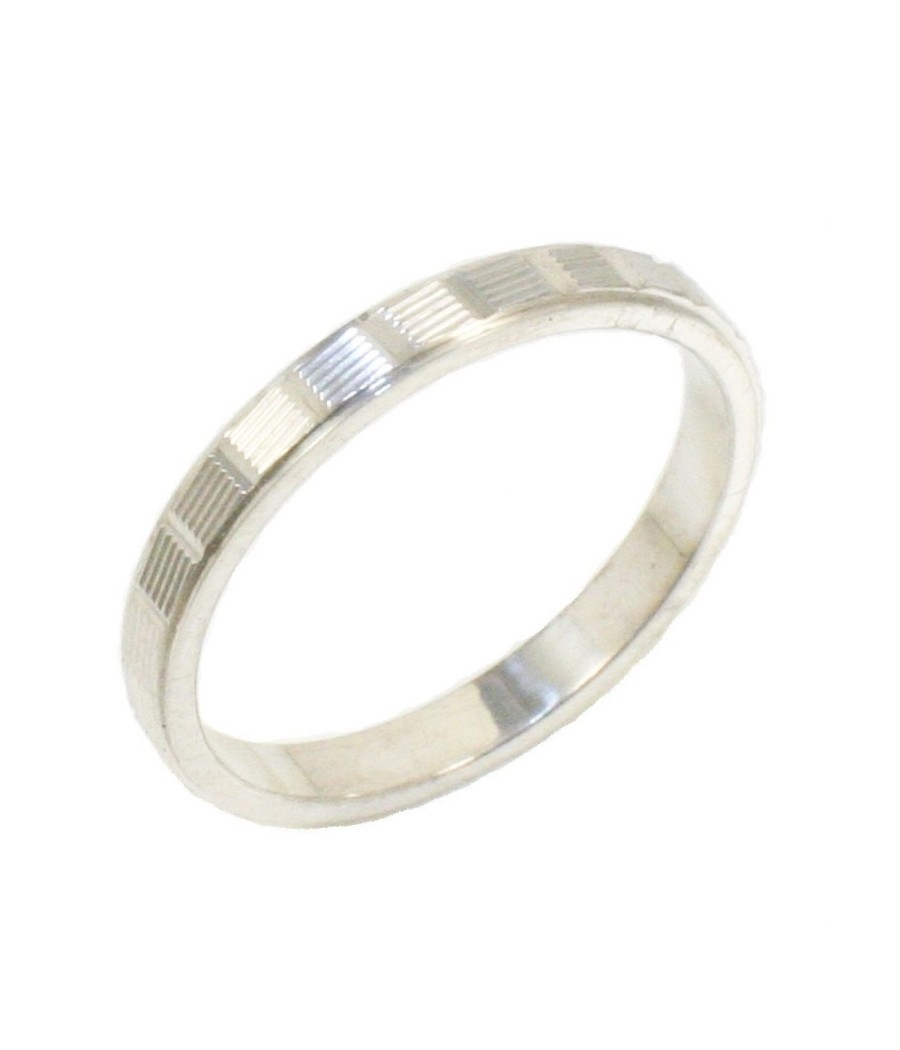 14K White Gold Wedding Rings Polished Finish