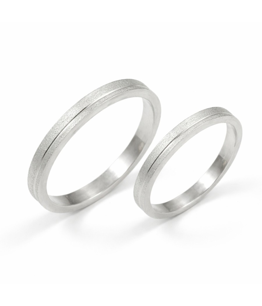 14K gold wedding rings matte and engrave