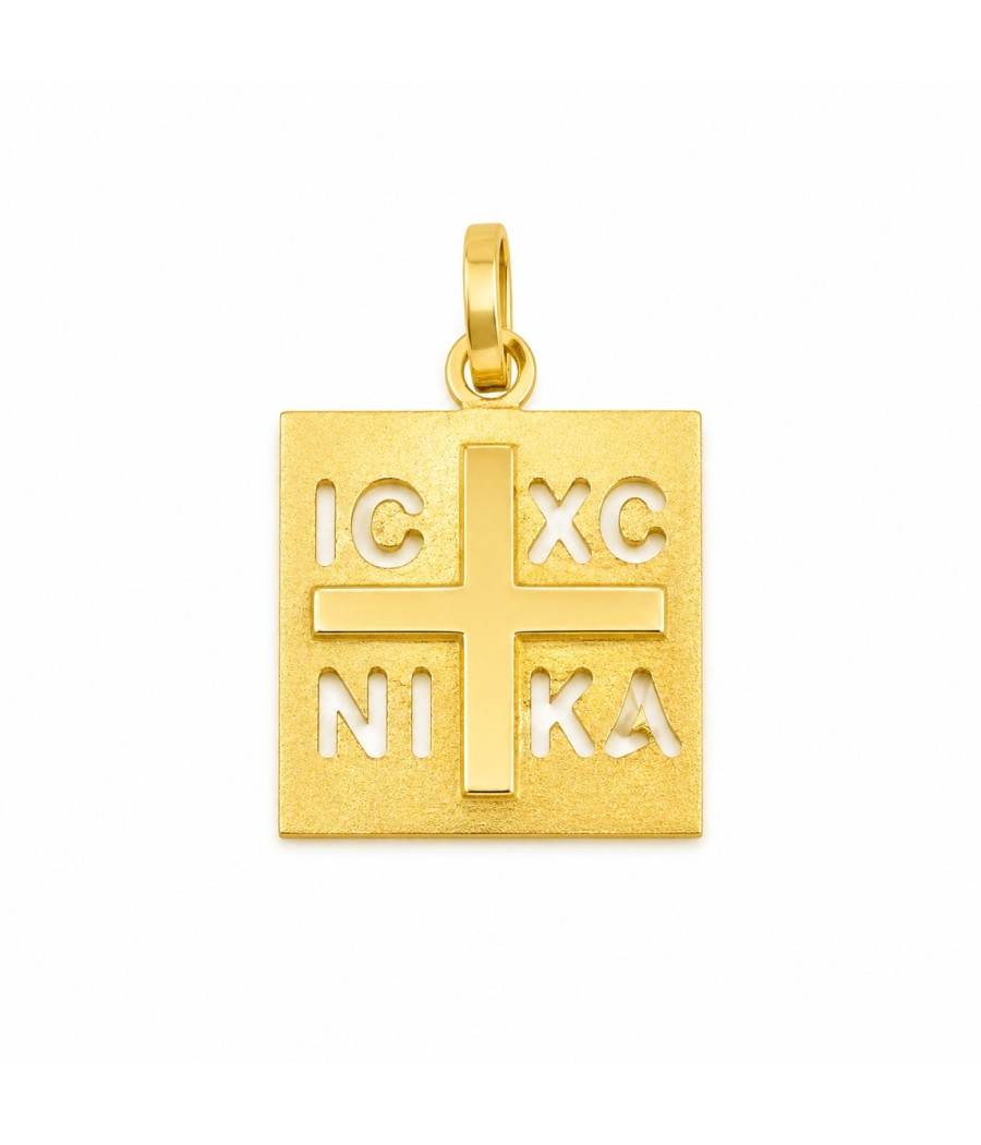 Χρυσό Μενταγιόν Κ14 Σταυρός IC XC NI KA 13x13mm
