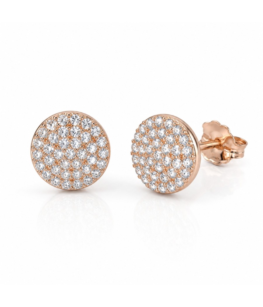 Sterling silver 925 rose gold plated earrings with white zircon stones