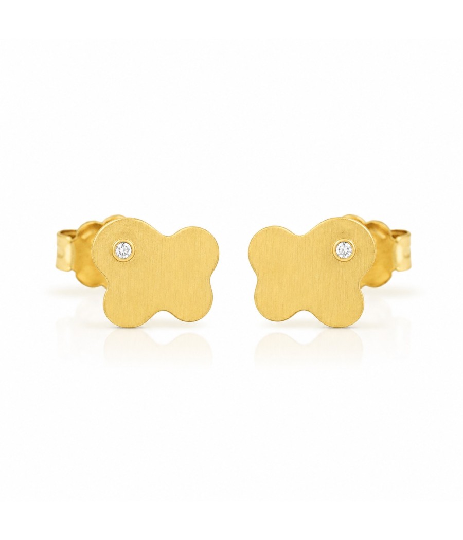 Butterfly Aura handmade satin finish 14K gold earrings