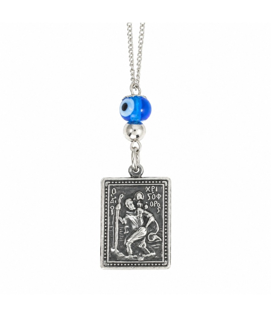 Double sided Saint Christopher silver talisman