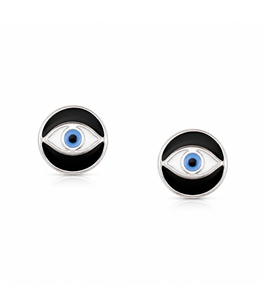 925 Silver Kids Evil Eye Earrings with Enamel