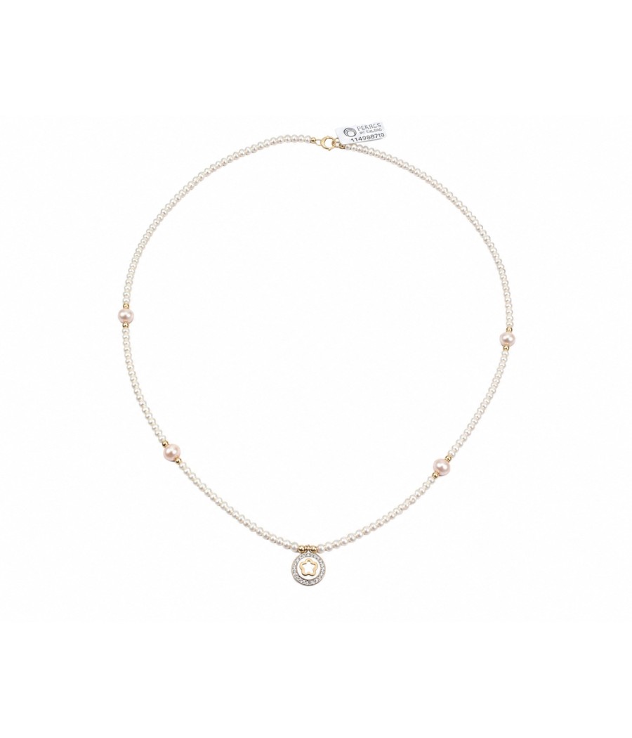 Fresh Water Pearl necklace with pink pearls and 14K gold star pendant