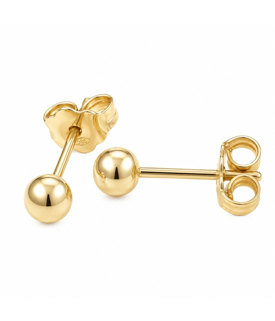 14K gold ball stud earrings 5mm