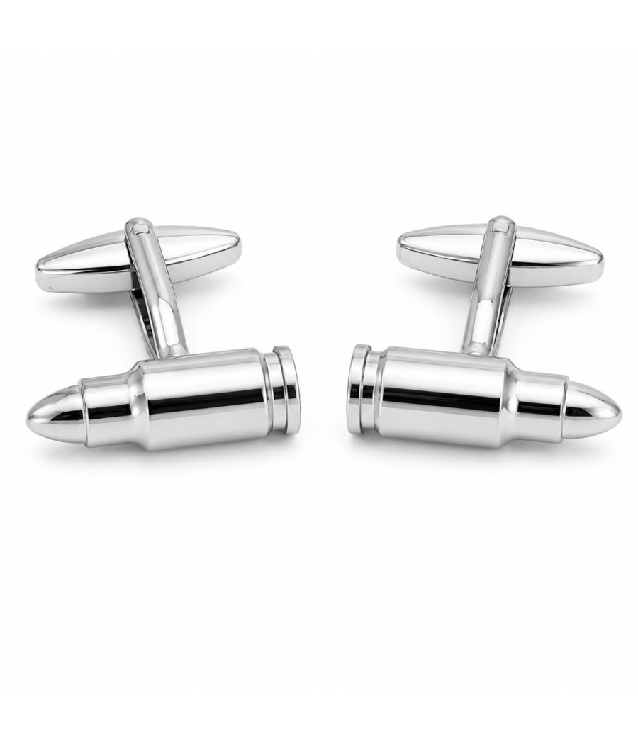 Men’s Stainless Steel Bullet Design Cufflinks