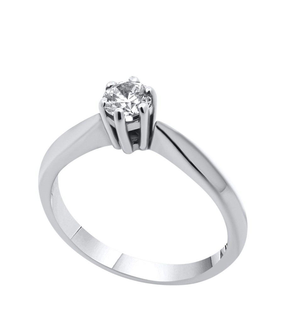 Sterling silver 925 solitaire ring with natural white zircon suitable for engagement or wedding proposal