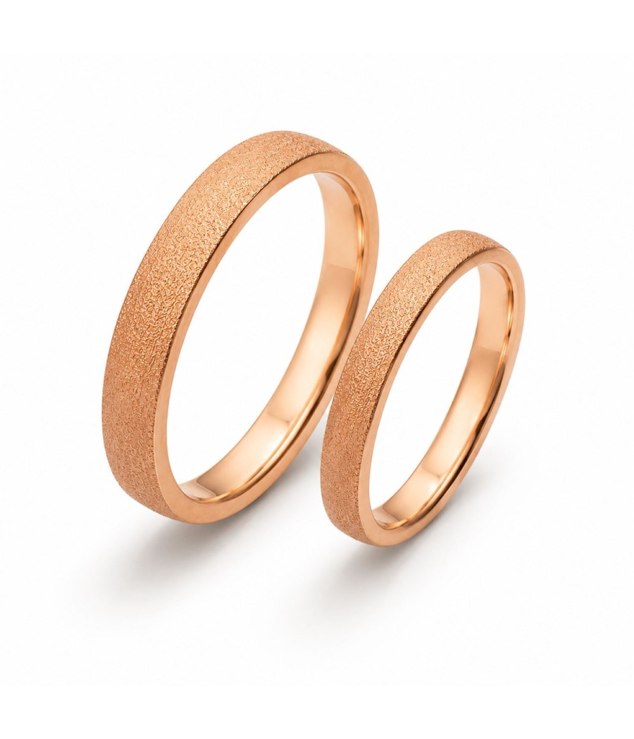 14K Rose Gold Anatomical Wedding Band – Sandblasted Finish