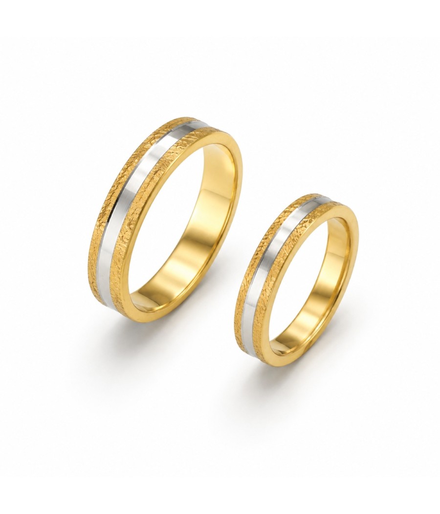 14K Two-Tone Hammered Wedding Bands