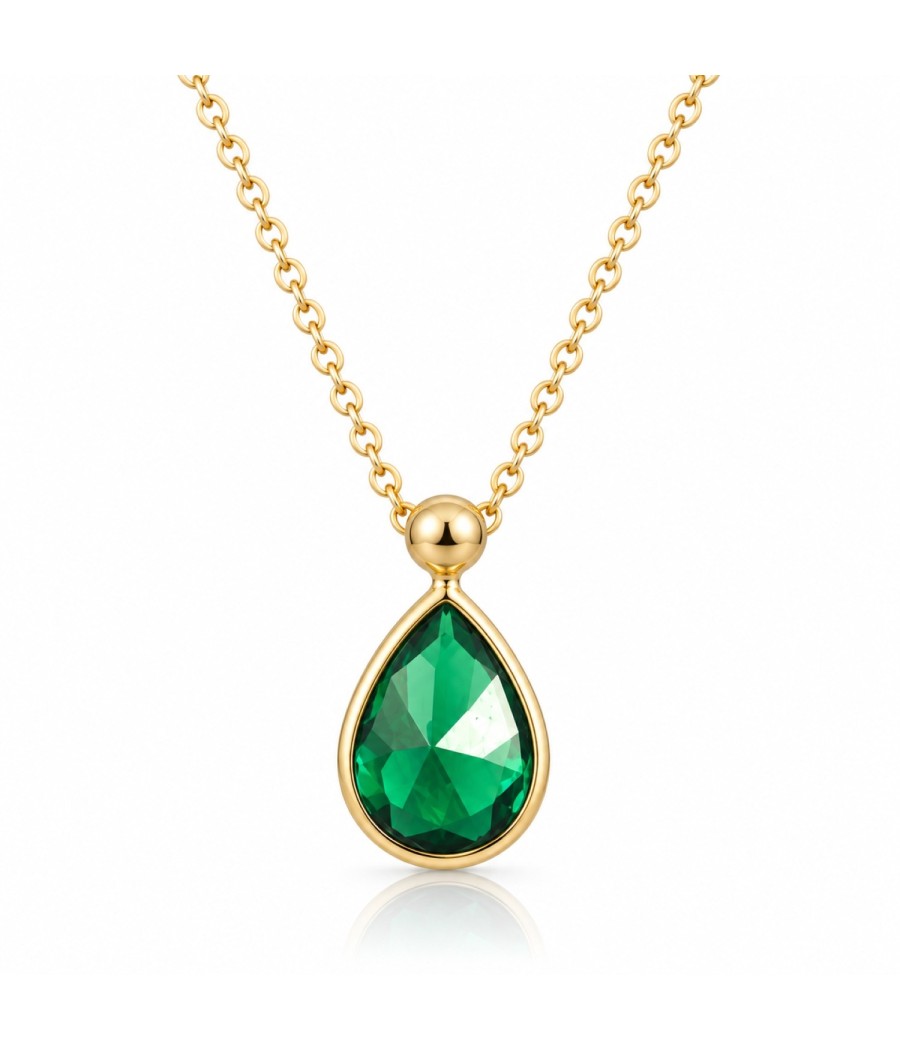 14K Gold Necklace with Natural Green Zircon | Vittas Jewels