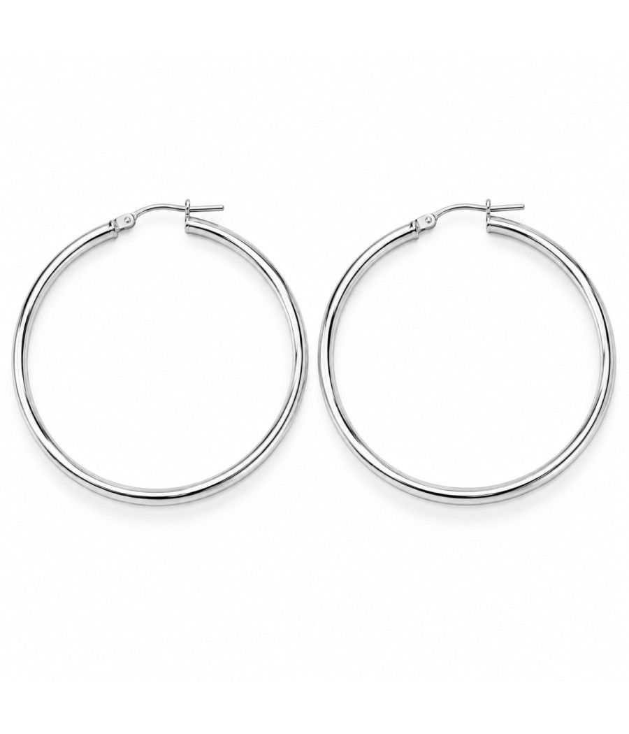 Sterling Silver 925 Platinum-Plated Hoop Earrings 48mm | Vittas Jewels