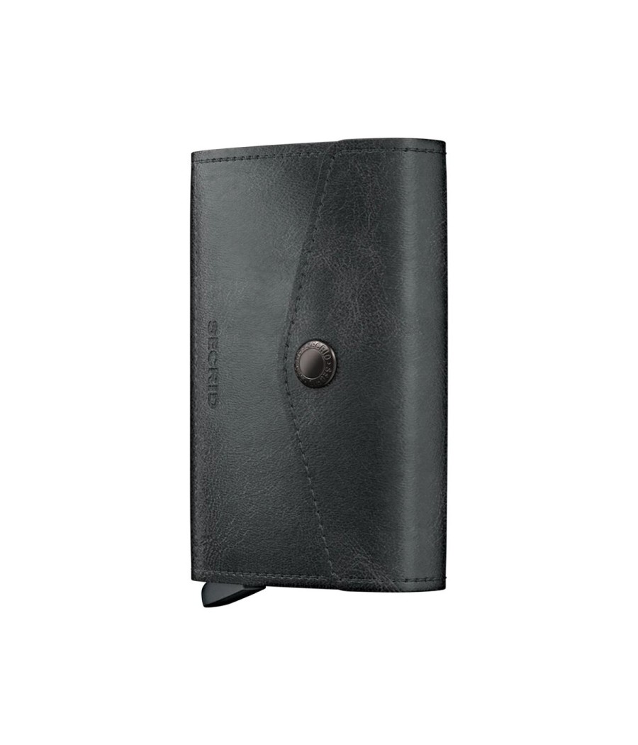 Secrid Envelope Wallet Vintage Black leather wallet with envelope design and button closure