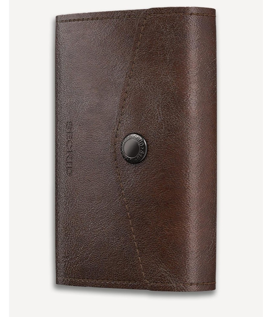 Secrid Envelope Wallet Vintage Chocolate in brown leather with envelope design and button closure