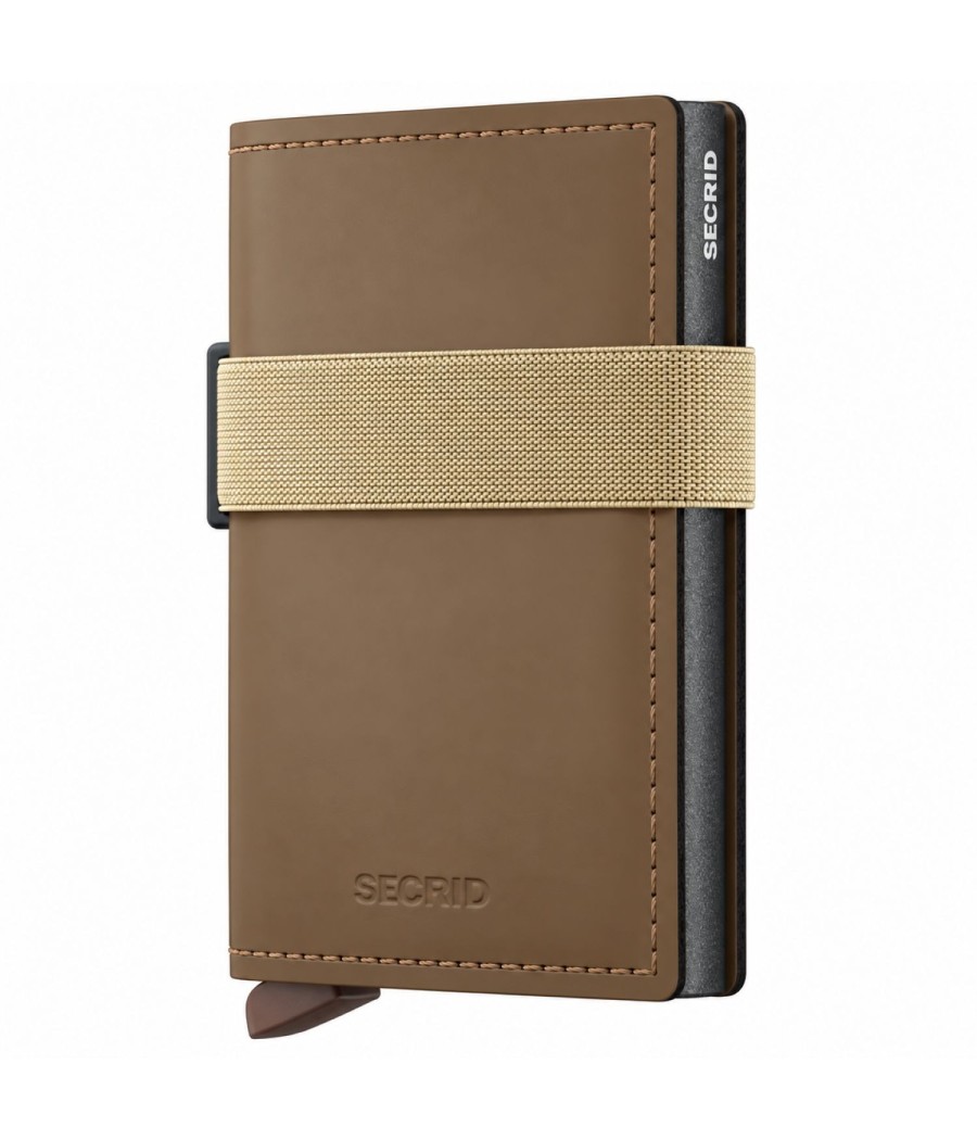 Secrid Bandwallet Matte Toffee σε καφέ ματ δέρμα με μπεζ ελαστικό ιμάντα
