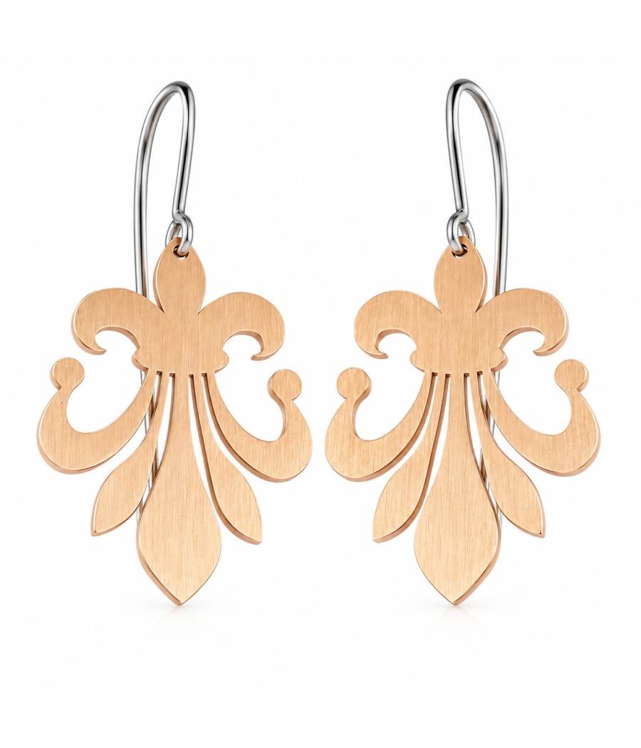 Handmade rose gold plated 925 silver Fleur-de-lis earrings