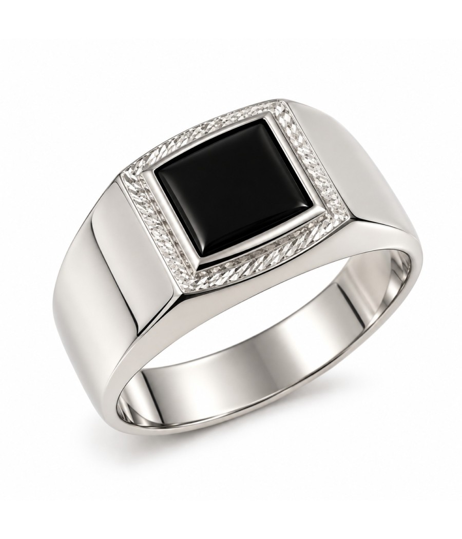 Men's 925 Silver Black Onyx Signet Ring | Vittas Jewels